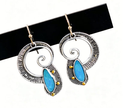 Retro Spiral Earrings In Alloy With Electroplated Finish And 304 Stainless Steel Ear Pins