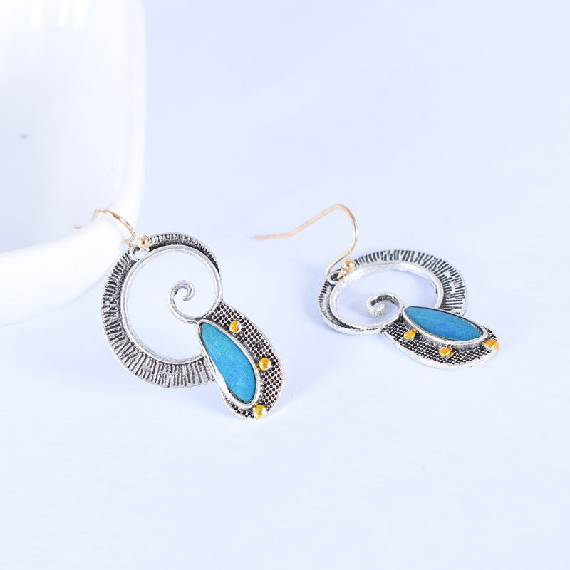 Retro Spiral Earrings In Alloy With Electroplated Finish And 304 Stainless Steel Ear Pins