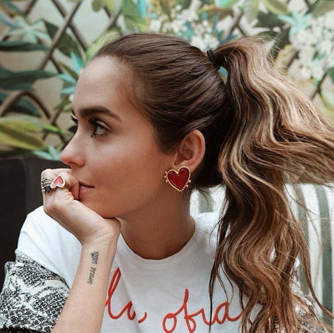 Heart Shape Punk Earrings For Women In Alloy With Electroplated Finish And 304 Stainless Steel Ear Pins