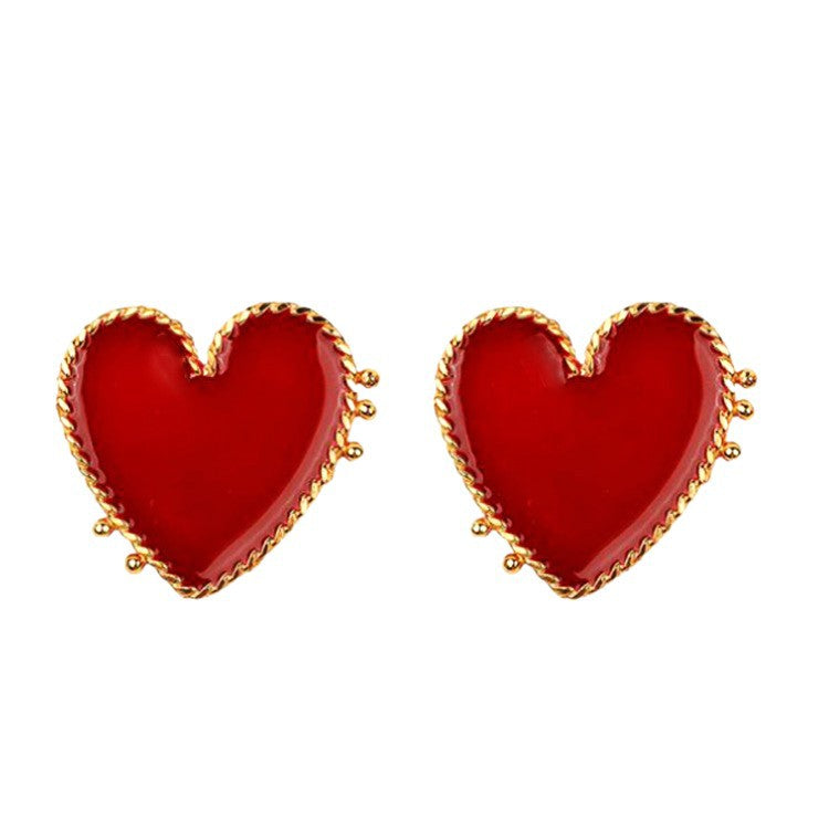 Heart Shape Punk Earrings For Women In Alloy With Electroplated Finish And 304 Stainless Steel Ear Pins
