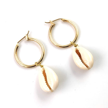 Simple Style Alloy Earrings With Shell Inlay, Electroplated Finish, Featuring 304 Stainless Steel Ear Pins