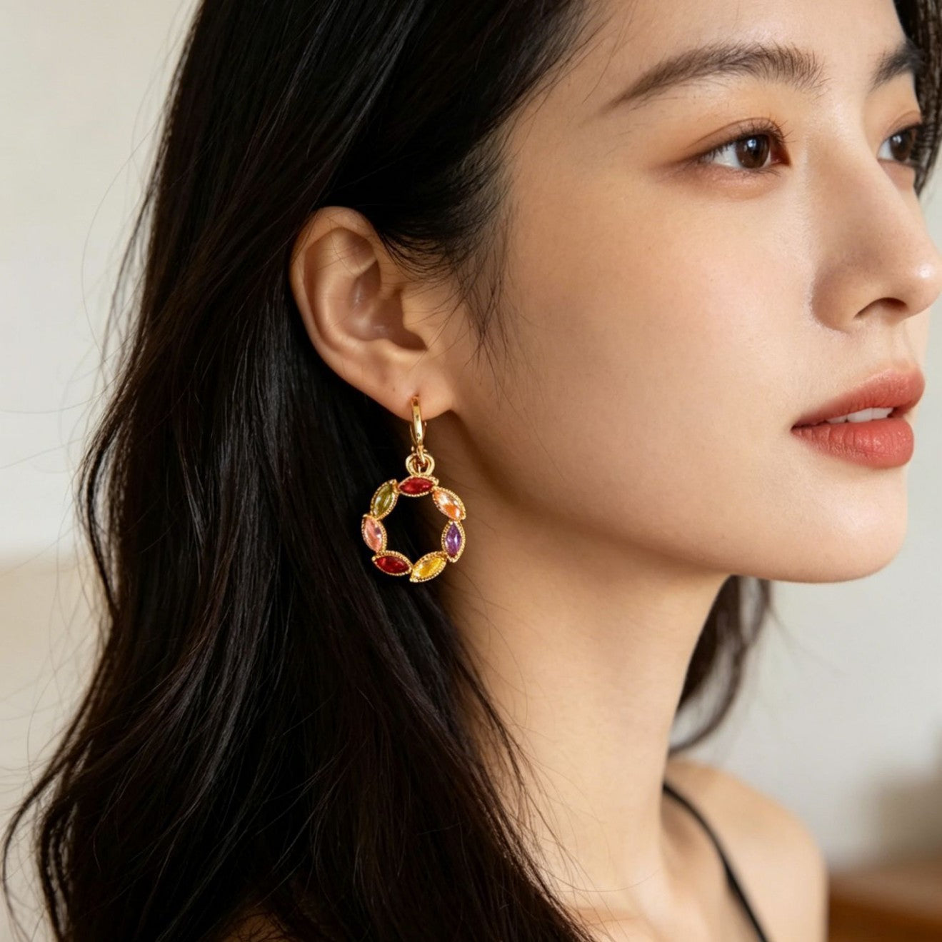 Exaggerated Geometric Earrings In Alloy With 18K Real Gold Electroplated Finish And 304 Stainless Steel Posts, Featuring Zircon Inlay