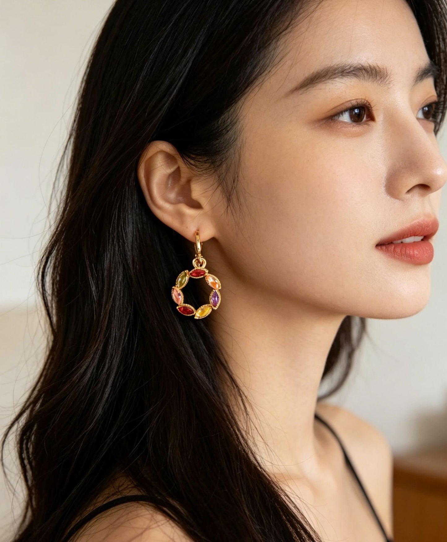 Exaggerated Geometric Earrings In Alloy With 18K Real Gold Electroplated Finish And 304 Stainless Steel Posts, Featuring Zircon Inlay
