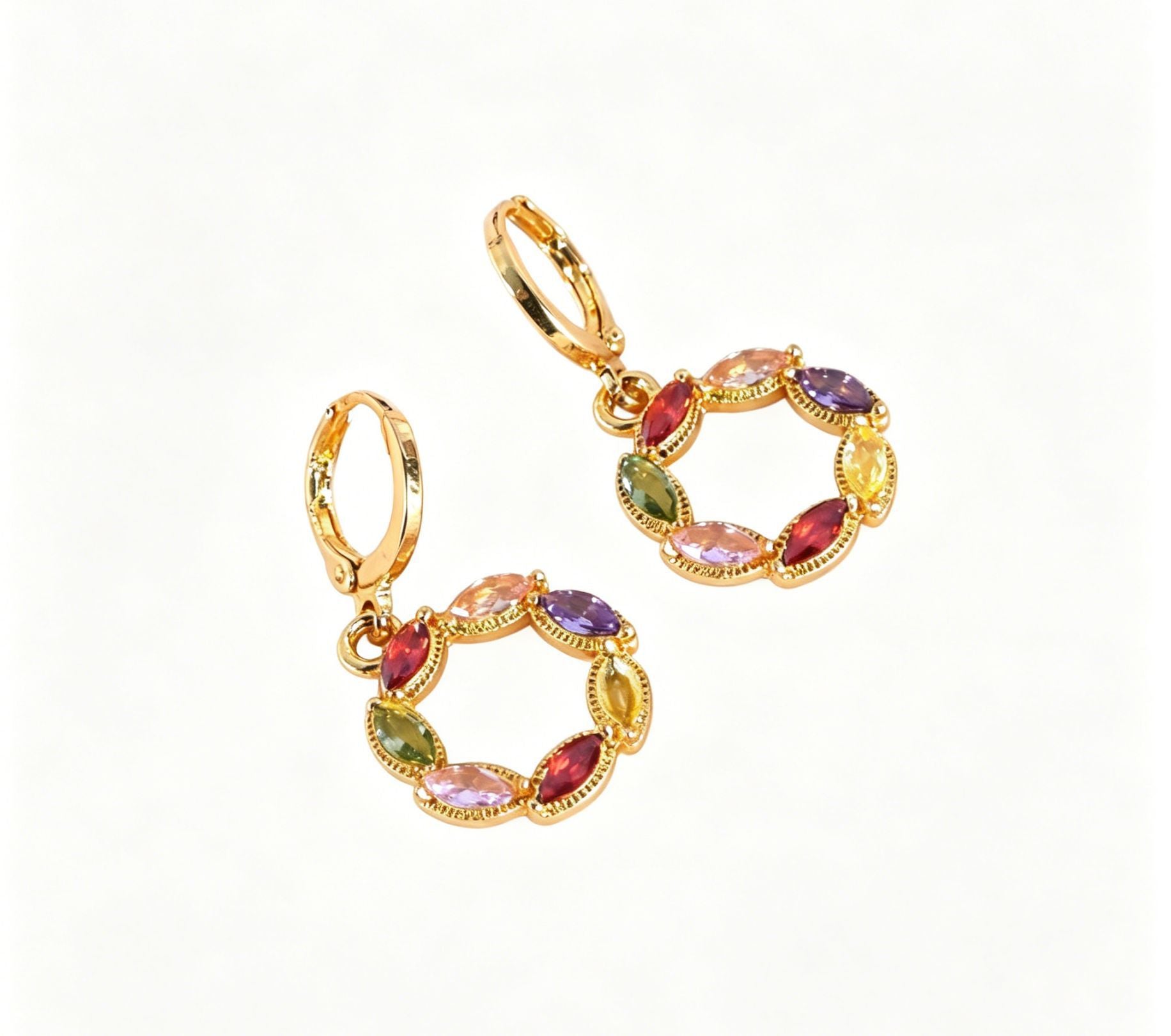 Exaggerated Geometric Earrings In Alloy With 18K Real Gold Electroplated Finish And 304 Stainless Steel Posts, Featuring Zircon Inlay