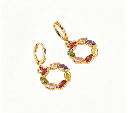 Exaggerated Geometric Earrings In Alloy With 18K Real Gold Electroplated Finish And 304 Stainless Steel Posts, Featuring Zircon Inlay