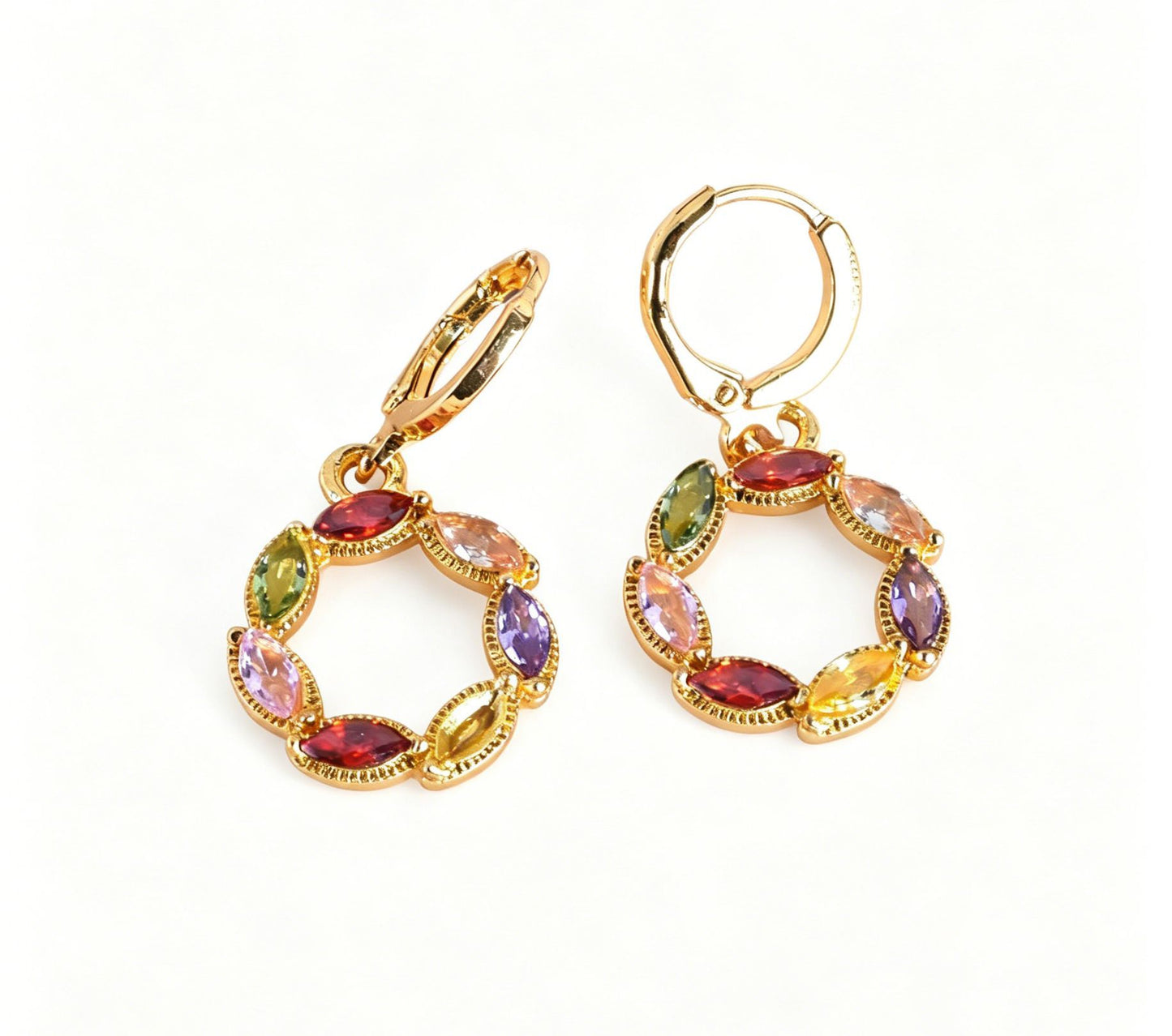 Exaggerated Geometric Earrings In Alloy With 18K Real Gold Electroplated Finish And 304 Stainless Steel Posts, Featuring Zircon Inlay