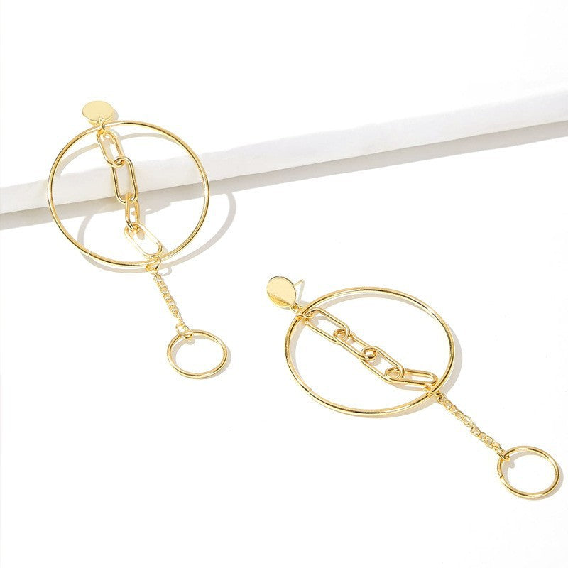 Exaggerated Tassel Stud Earrings For Unisex, Alloy Material With Electroplated Finish And 304 Stainless Steel Ear Pins
