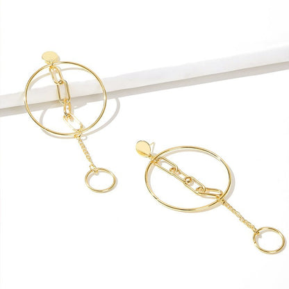 Exaggerated Tassel Stud Earrings For Unisex, Alloy Material With Electroplated Finish And 304 Stainless Steel Ear Pins