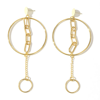 Exaggerated Tassel Stud Earrings For Unisex, Alloy Material With Electroplated Finish And 304 Stainless Steel Ear Pins