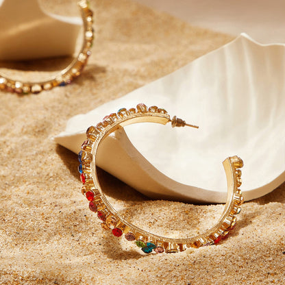 Retro Rainbow Earrings With 304 Stainless Steel Ear Pins Featuring Asymmetrical Design In Alloy