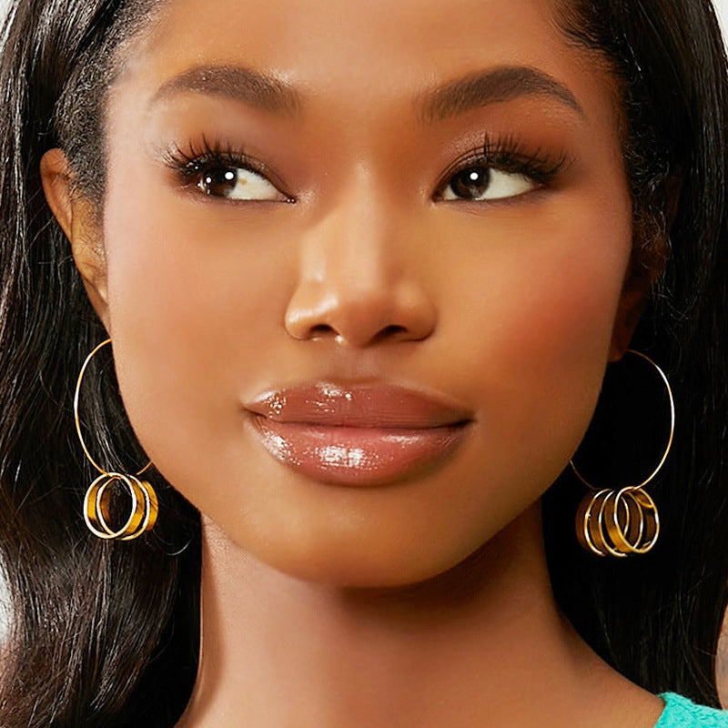 Retro Circle Earrings For Women In Alloy Featuring 304 Stainless Steel Ear Pins