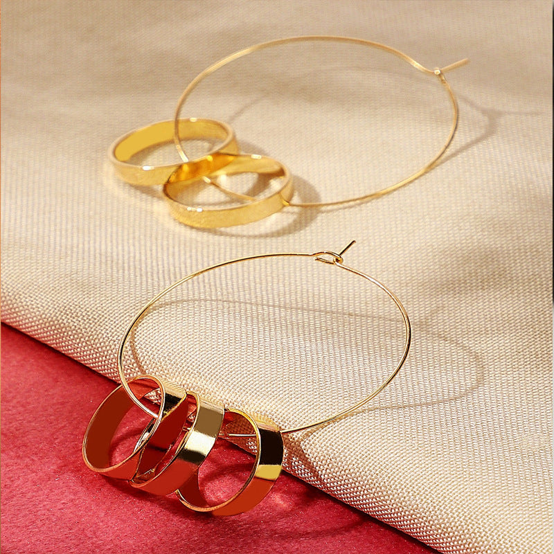 Retro Circle Earrings For Women In Alloy Featuring 304 Stainless Steel Ear Pins