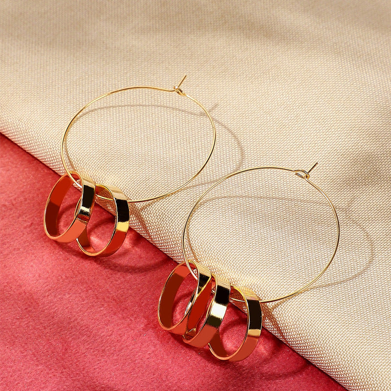 Retro Circle Earrings For Women In Alloy Featuring 304 Stainless Steel Ear Pins