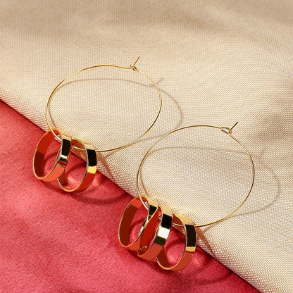 Retro Circle Earrings For Women In Alloy Featuring 304 Stainless Steel Ear Pins