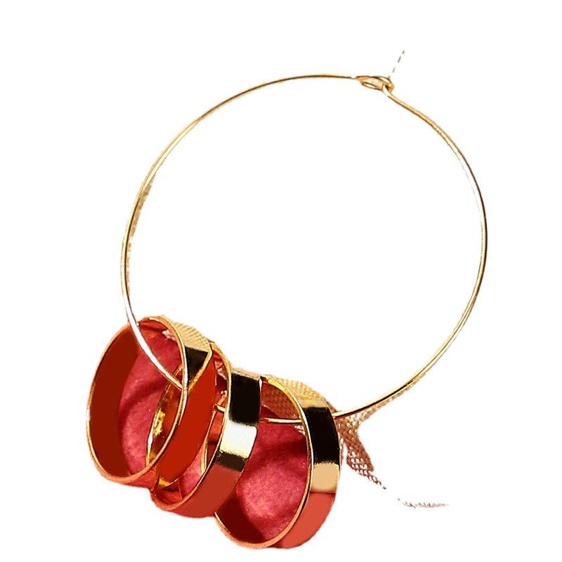 Retro Circle Earrings For Women In Alloy Featuring 304 Stainless Steel Ear Pins