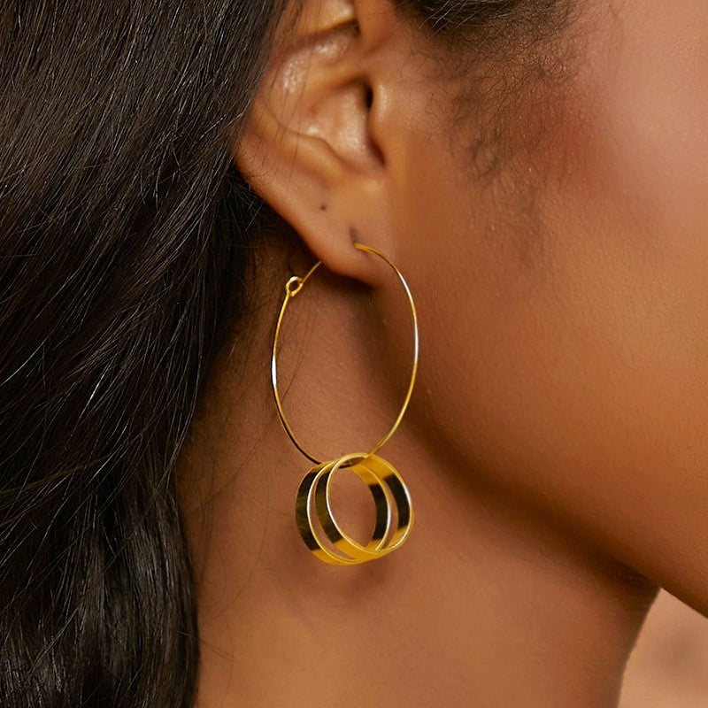 Retro Circle Earrings For Women In Alloy Featuring 304 Stainless Steel Ear Pins