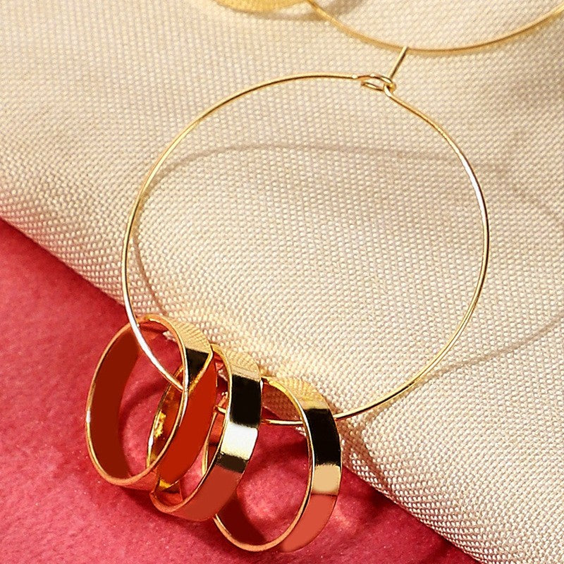 Retro Circle Earrings For Women In Alloy Featuring 304 Stainless Steel Ear Pins