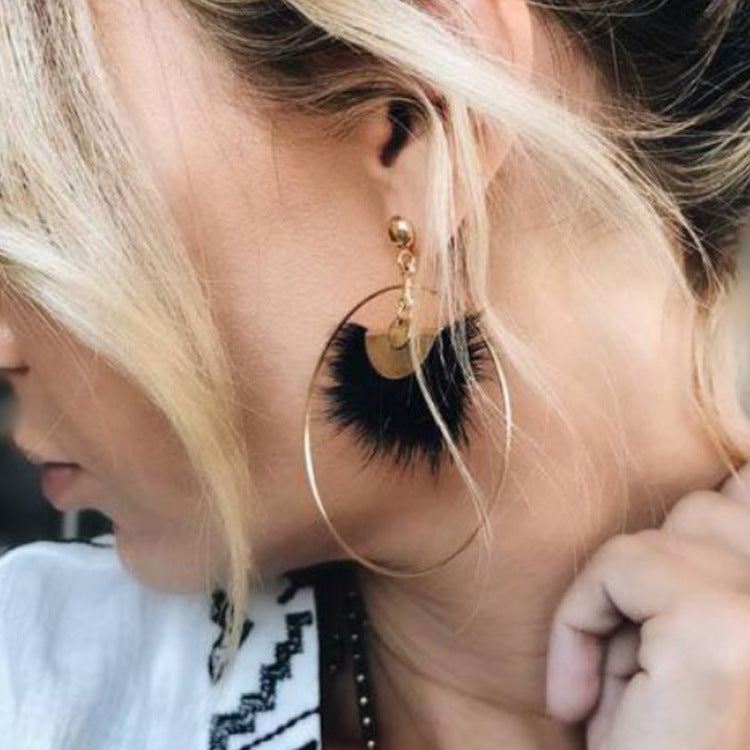 Sector Earrings In Gold Alloy With Electroplated Finish, 304 Stainless Steel Ear Pins, Featuring Tassel Design