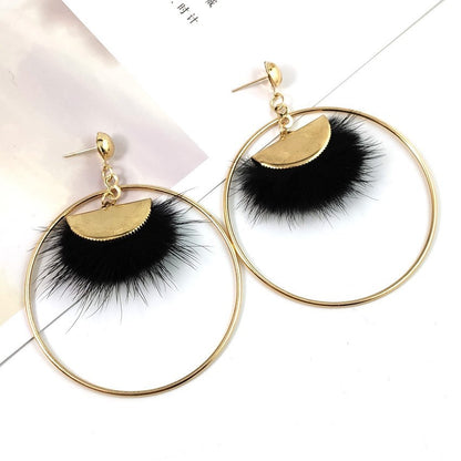 Sector Earrings In Gold Alloy With Electroplated Finish, 304 Stainless Steel Ear Pins, Featuring Tassel Design