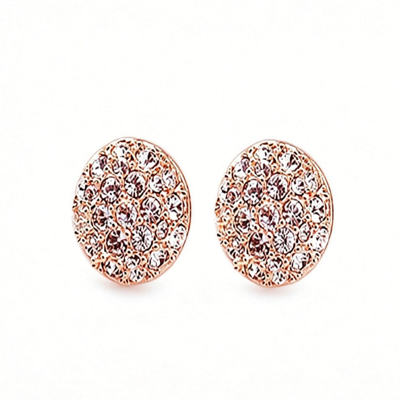 Round Stud Earrings In Alloy With Rhinestones, Electroplated Finish And 304 Stainless Steel Posts