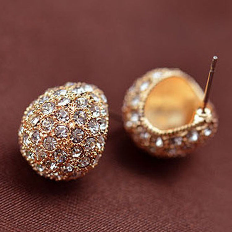 Water Droplets Stud Earrings With Rhinestones, Silver Plated Zinc Alloy And Stainless Steel Posts