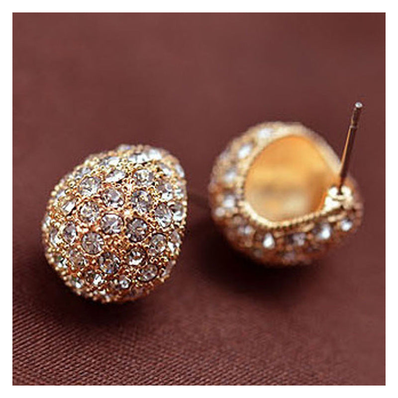Water Droplets Stud Earrings With Rhinestones, Silver Plated Zinc Alloy And Stainless Steel Posts