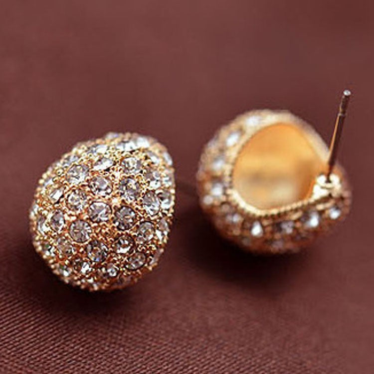 Water Droplets Stud Earrings With Rhinestones, Silver Plated Zinc Alloy And Stainless Steel Posts