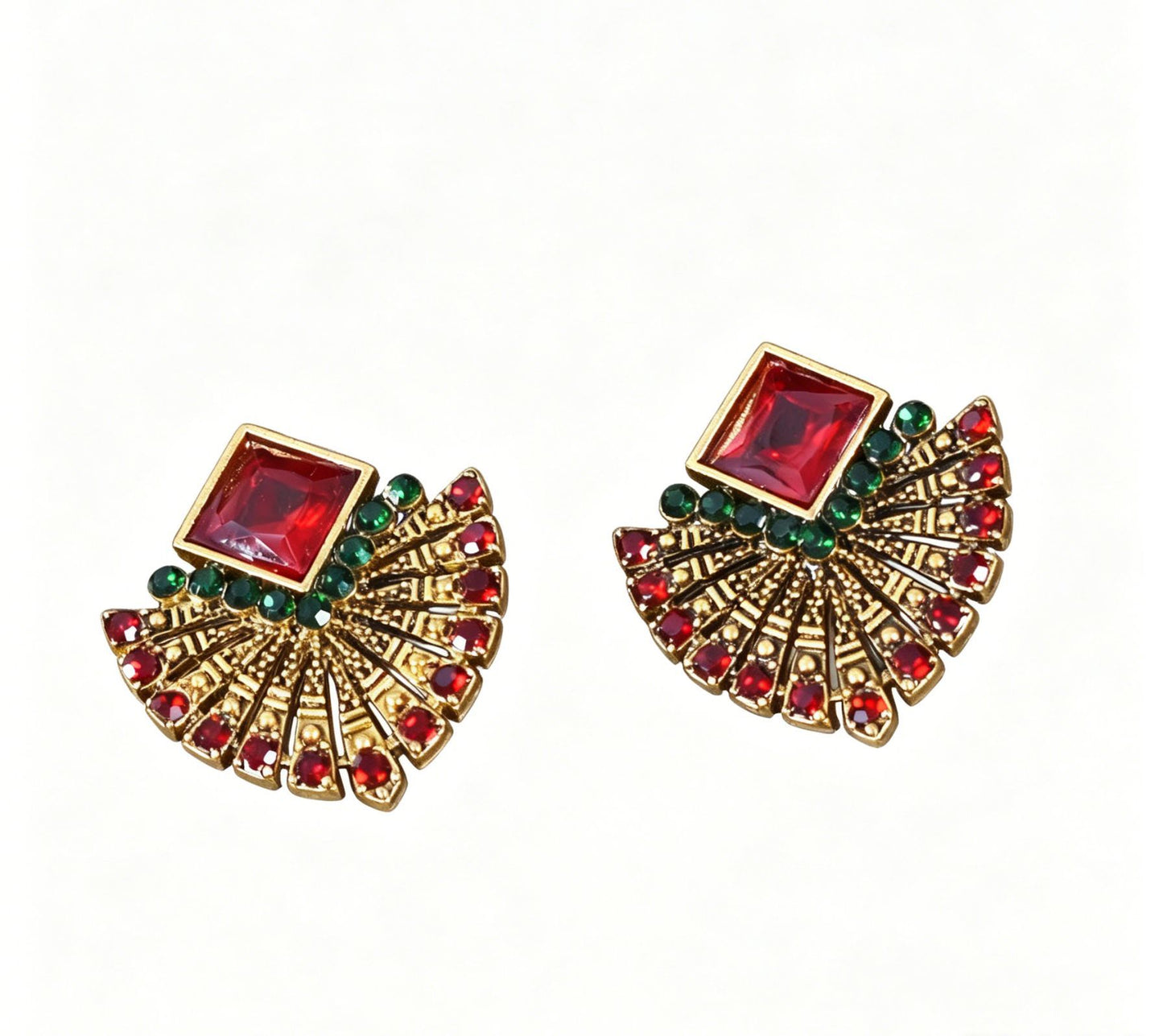 Bohemian Alloy Earrings With Crystal Inlay, Featuring 304 Stainless Steel Ear Pins In Red