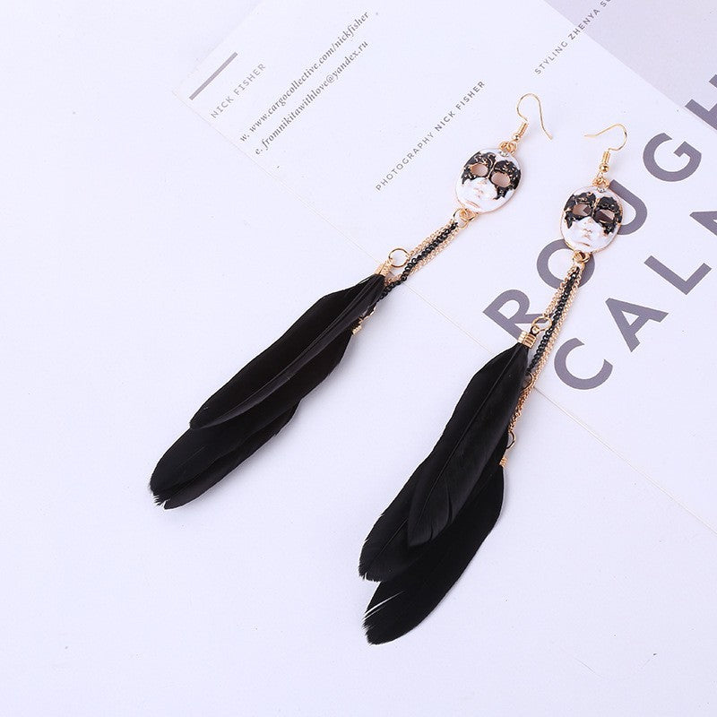 Bohemian Feather Earrings With 304 Stainless Steel Ear Pins Featuring Tassel Craftsmanship
