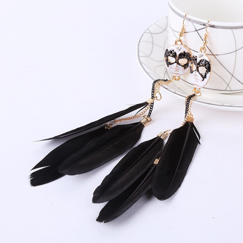 Bohemian Feather Earrings With 304 Stainless Steel Ear Pins Featuring Tassel Craftsmanship