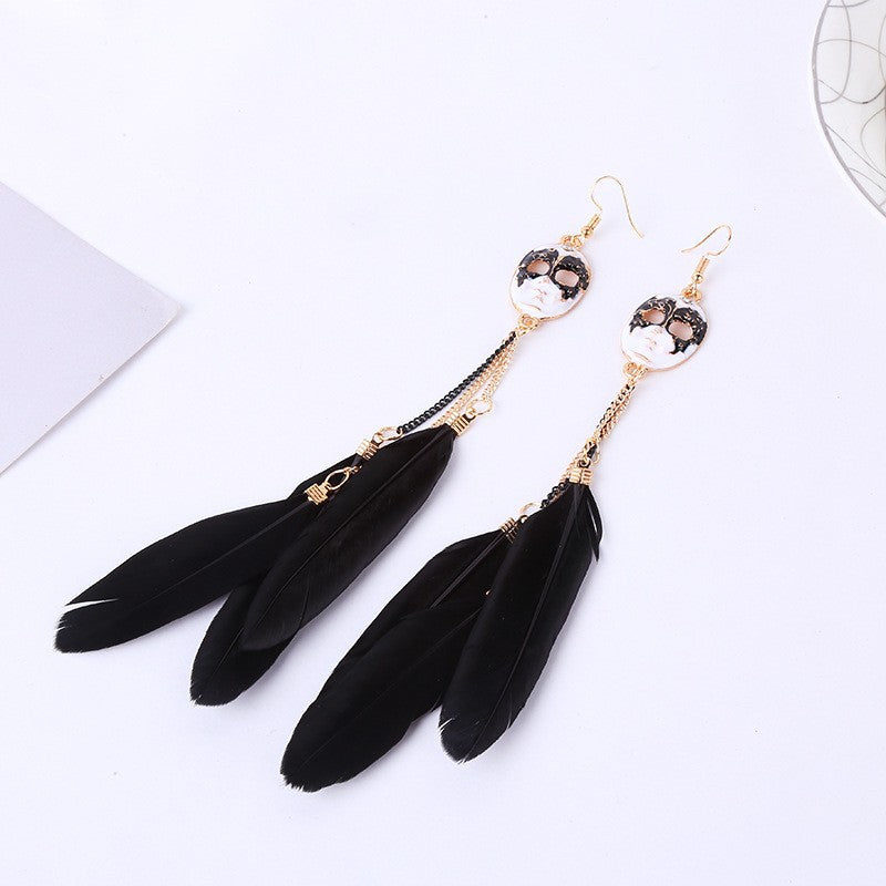 Bohemian Feather Earrings With 304 Stainless Steel Ear Pins Featuring Tassel Craftsmanship