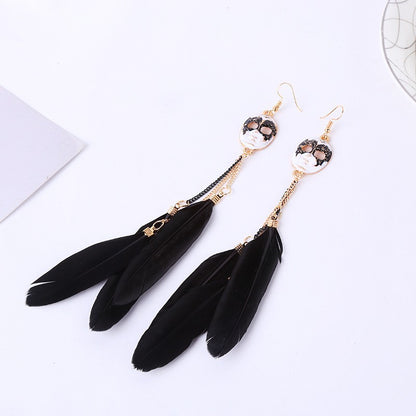 Bohemian Feather Earrings With 304 Stainless Steel Ear Pins Featuring Tassel Craftsmanship