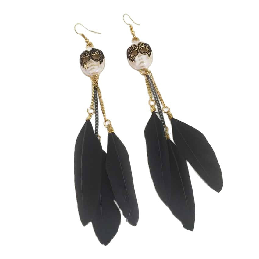 Bohemian Feather Earrings With 304 Stainless Steel Ear Pins Featuring Tassel Craftsmanship