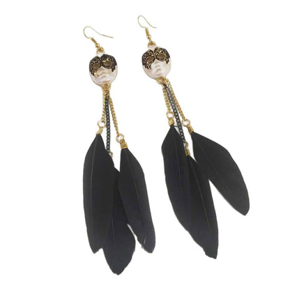 Bohemian Feather Earrings With 304 Stainless Steel Ear Pins Featuring Tassel Craftsmanship
