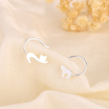 Cat Earrings In Silver Alloy Featuring Electroplated Finish With 304 Stainless Steel Ear Pins, 1 Pair