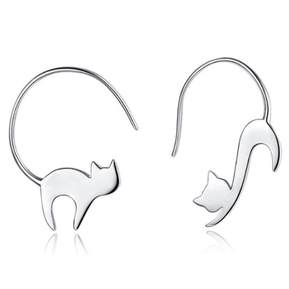 Cat Earrings In Silver Alloy Featuring Electroplated Finish With 304 Stainless Steel Ear Pins, 1 Pair
