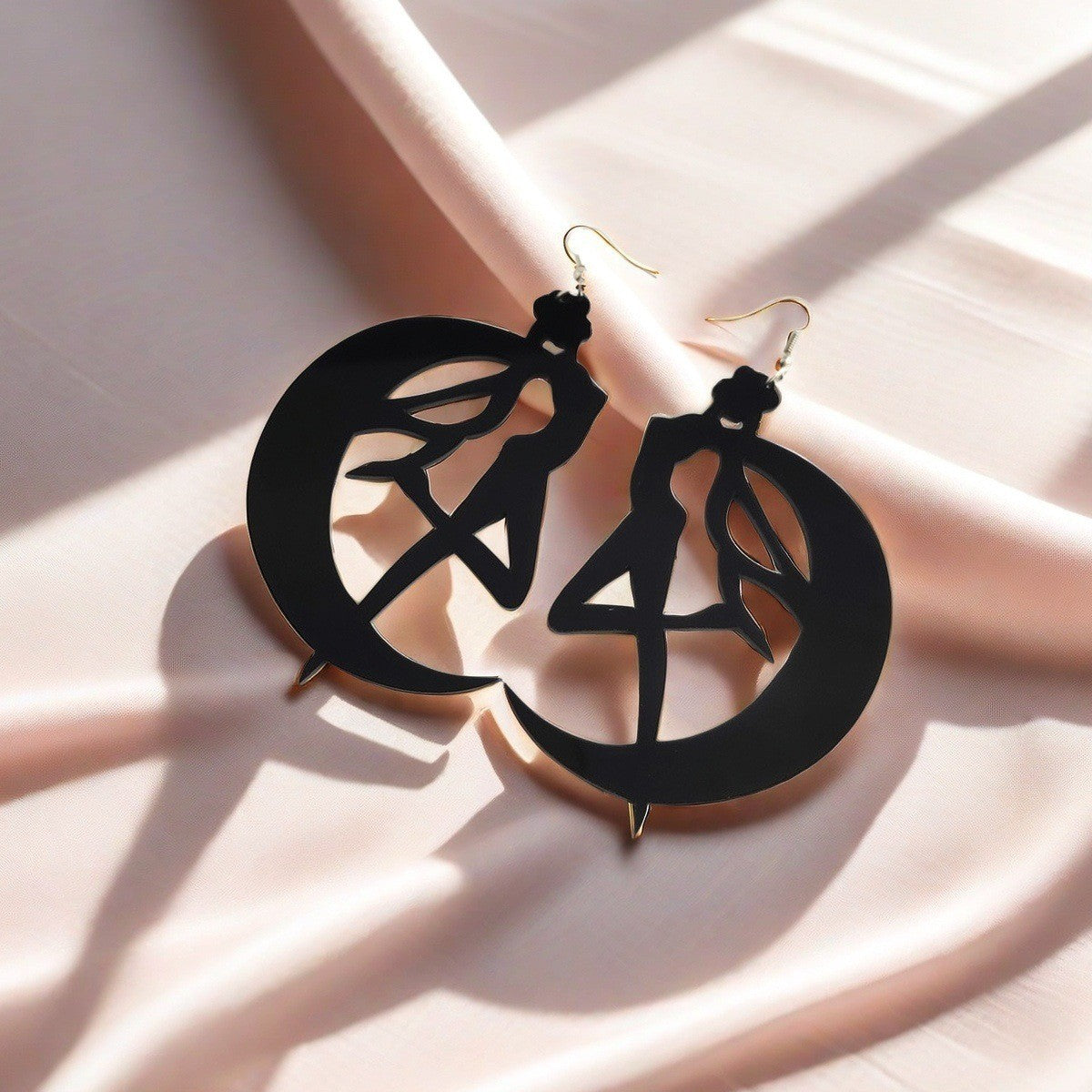 Exaggerated Moon Stud Earrings For Unisex, Acrylic With 304 Stainless Steel Ear Pins