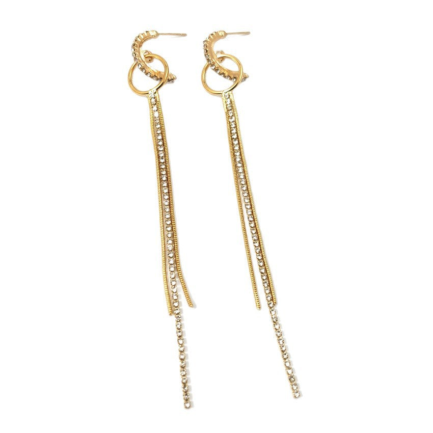 Exaggerated Tassel Earrings In Alloy With Electroplated Finish And 304 Stainless Steel Ear Pins