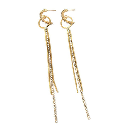 Exaggerated Tassel Earrings In Alloy With Electroplated Finish And 304 Stainless Steel Ear Pins