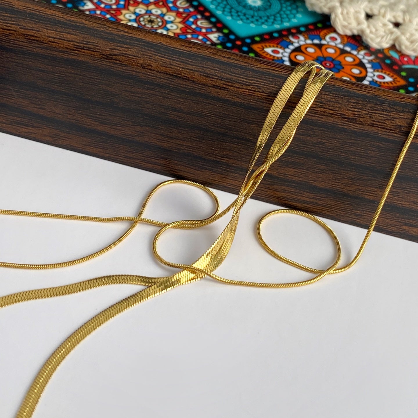 Waterproof Non Tarnish Double Layer Snake Chain Necklace For Women In Real Gold Plated Titanium Steel With Water Plating
