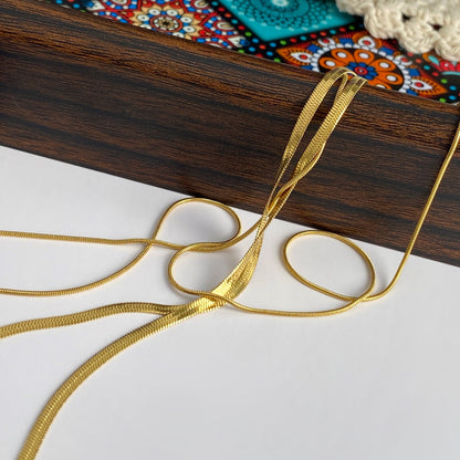 Waterproof Non Tarnish Double Layer Snake Chain Necklace For Women In Real Gold Plated Titanium Steel With Water Plating
