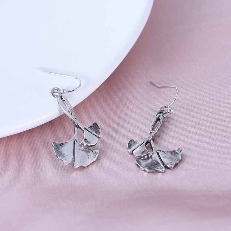 Bohemian Ginkgo Leaf Earrings In Alloy With Electroplated Finish And 304 Stainless Steel Ear Pins
