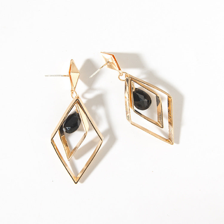 Rhombus Stud Earrings For Women With 304 Stainless Steel Alloy Posts