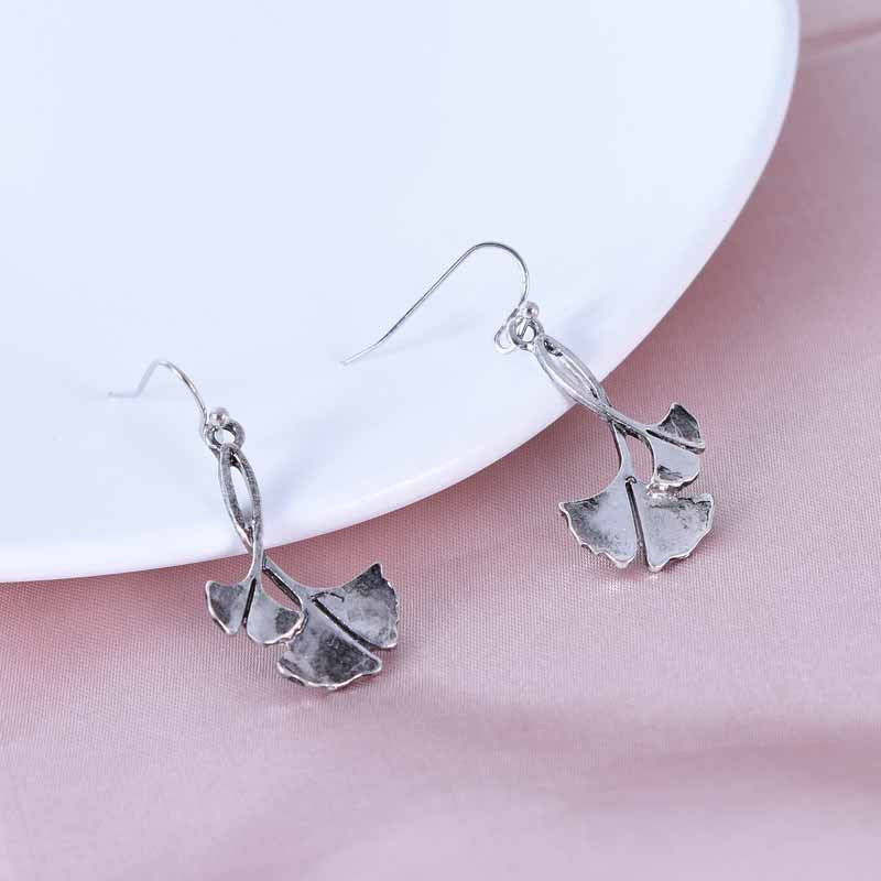 Bohemian Ginkgo Leaf Earrings In Alloy With Electroplated Finish And 304 Stainless Steel Ear Pins