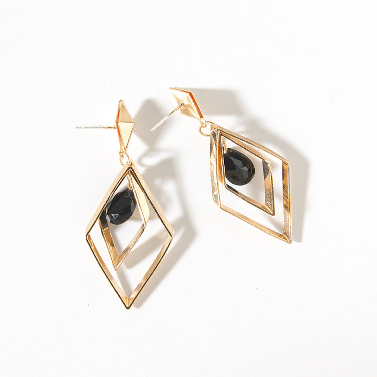 Rhombus Stud Earrings For Women With 304 Stainless Steel Alloy Posts