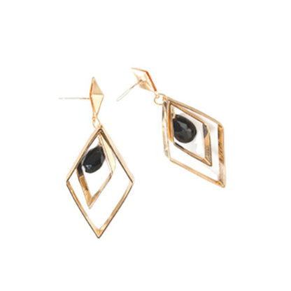 Rhombus Stud Earrings For Women With 304 Stainless Steel Alloy Posts