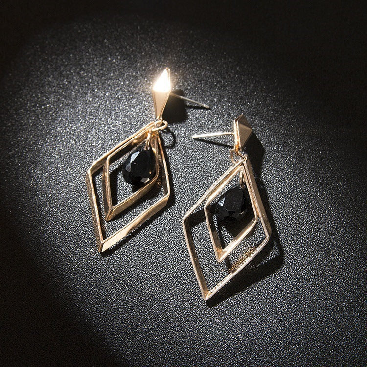 Rhombus Stud Earrings For Women With 304 Stainless Steel Alloy Posts