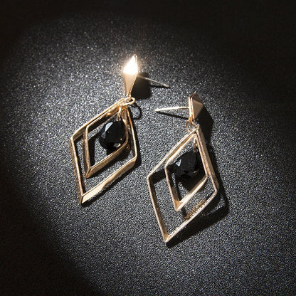 Rhombus Stud Earrings For Women With 304 Stainless Steel Alloy Posts