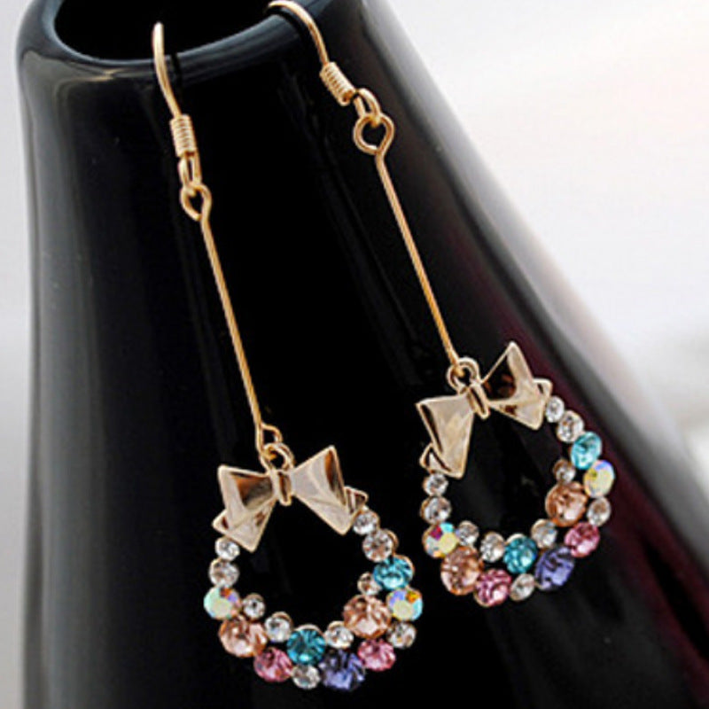 Bow Tie Stud Earrings In Alloy With Rhinestones And 304 Stainless Steel Posts