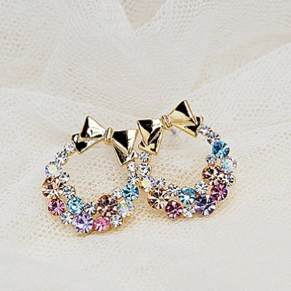 Bow Tie Stud Earrings In Alloy With Rhinestones And 304 Stainless Steel Posts